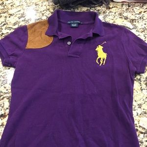 Ralph Lauren suede shoulder polo